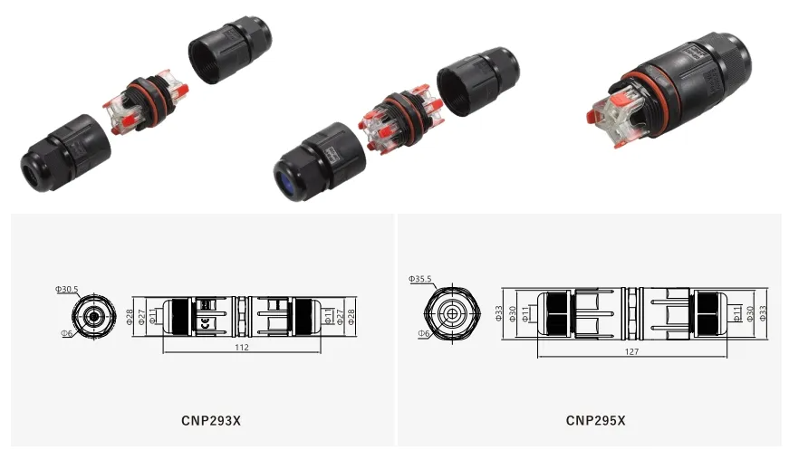 3p Screwless Terminals 0.5 to 2.5mm IP68 Waterproof Connector