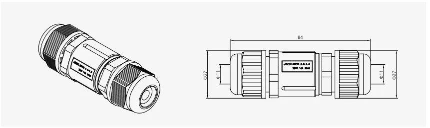 Amur Outdoor IP68 Delock Electronic Waterproof Pin Joint Y Type Wire Cable Connector