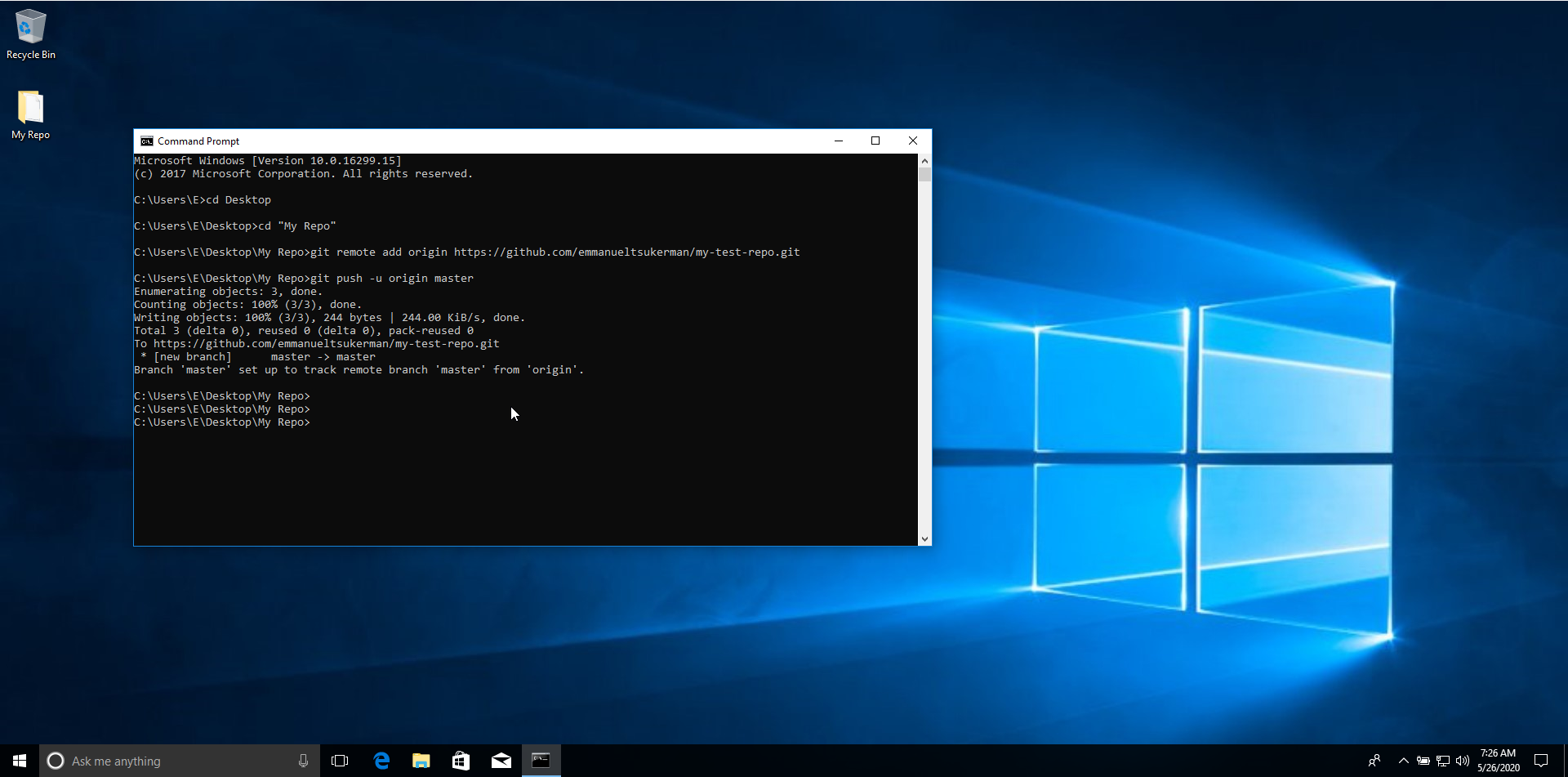 你的仓库已经推送至 Github