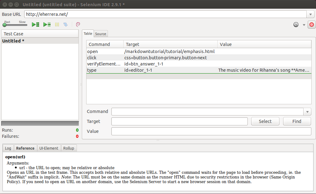 Selenium IDE 窗口已更新