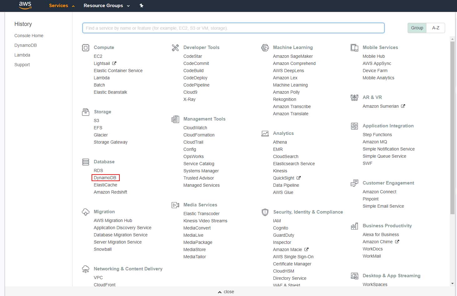 选择 dynamodb