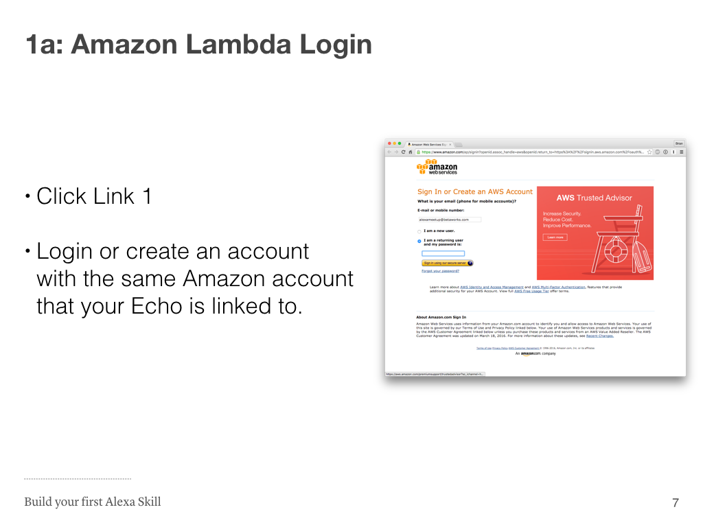 步骤 1a：AWS 登录