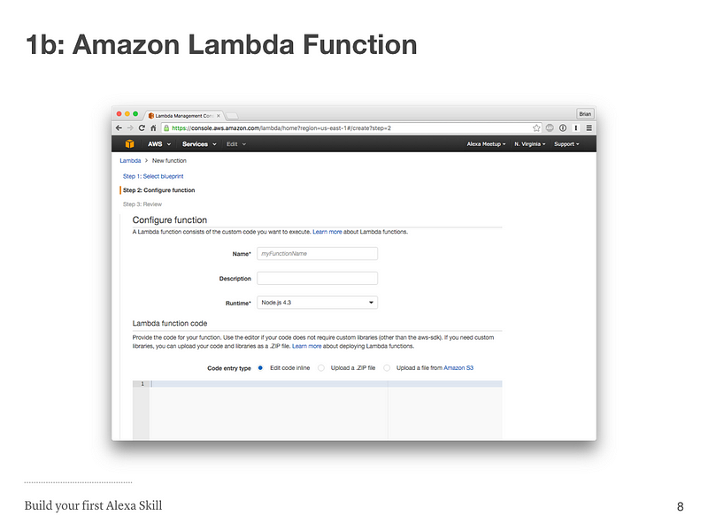 步骤 1b：Amazon Lambda 函数