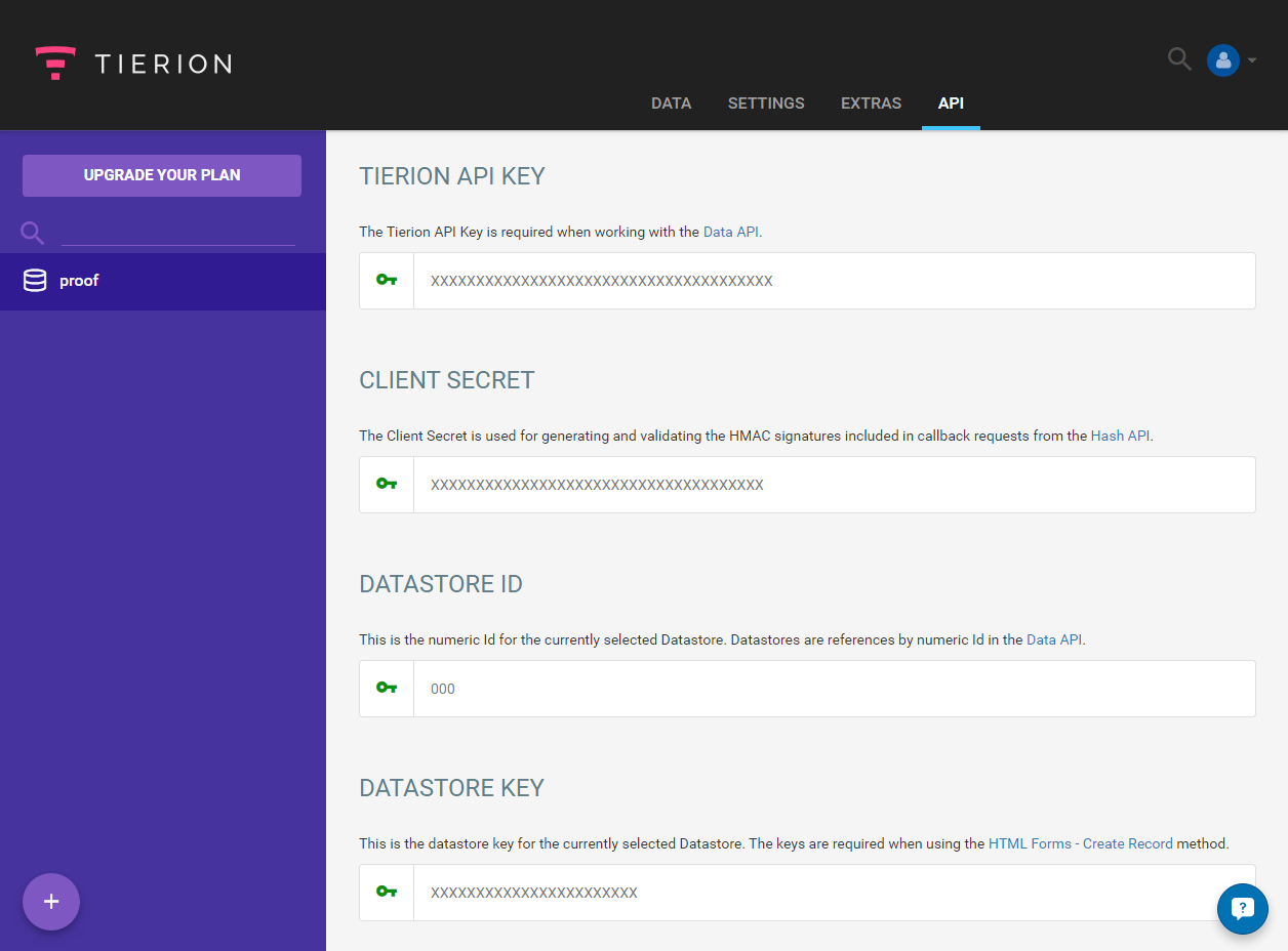 Tierion API 密钥