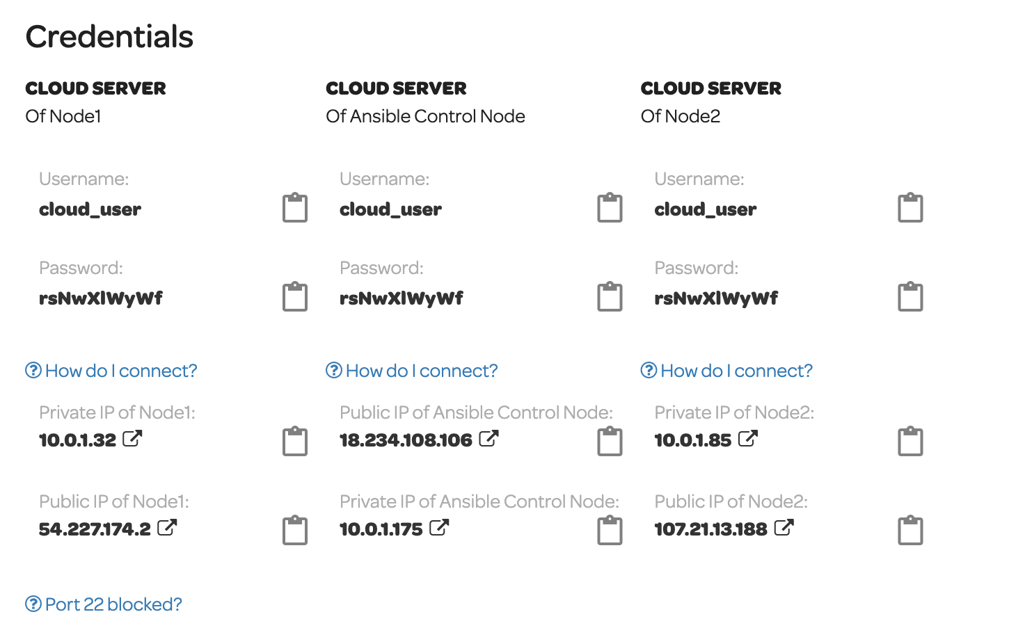 为动手实验室编写您的第一个 Ansible Playbook 服务器凭证